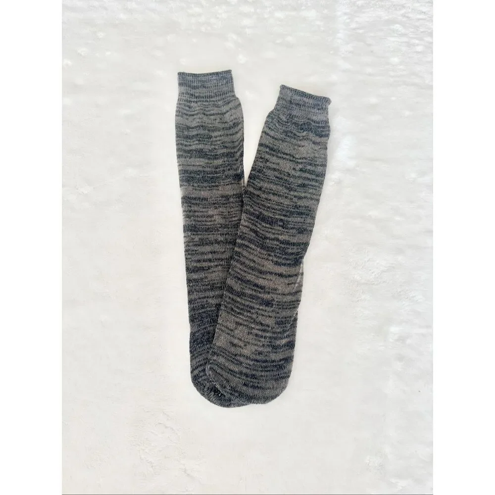 Gray Marled Crew Socks Cozy Knit Everyday Unisex One Size